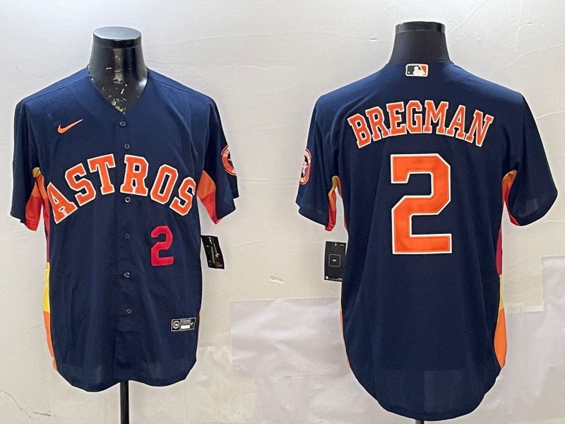 Men Houston Astros #2 Bregman Blue Game 2025 Nike MLB Jersey style 2
